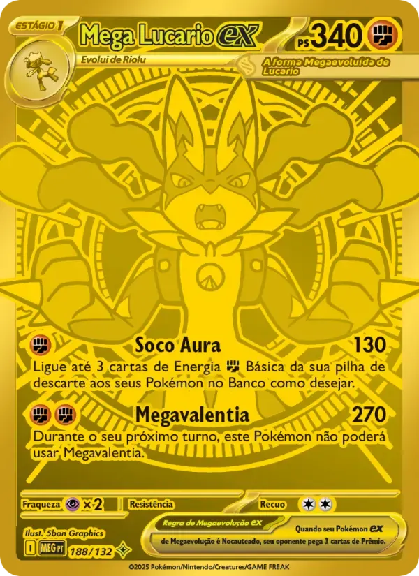 Mega Lucario ex — Megaevolução 188 Portuguese Pokémon card