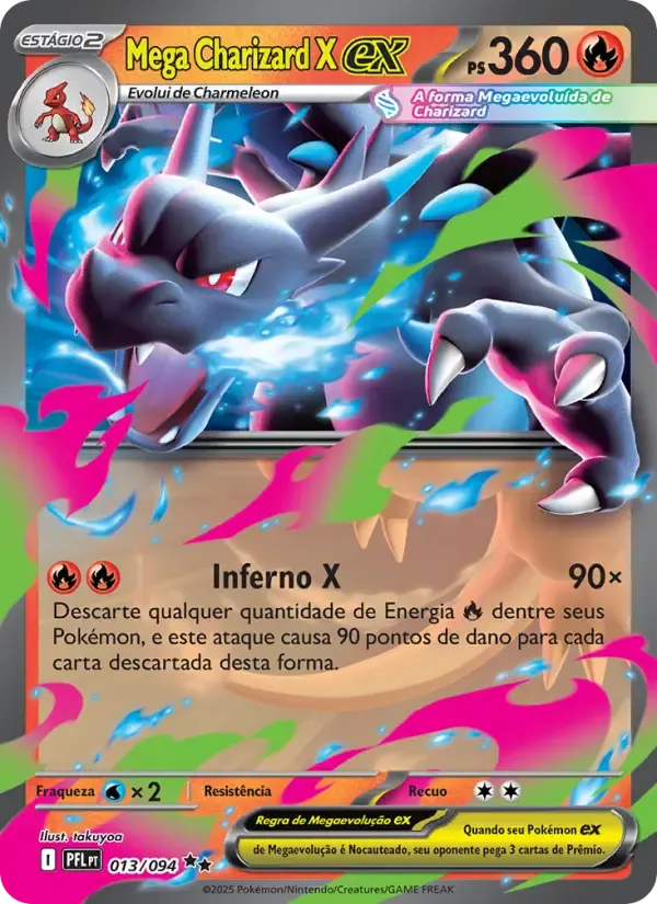 Mega Charizard X ex — Fogo Fantasmagórico 13 Portuguese Pokémon card