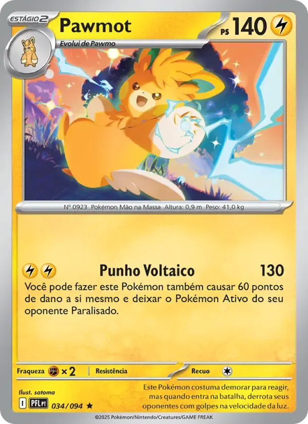 Pawmot — Fogo Fantasmagórico 34 Portuguese Pokémon card