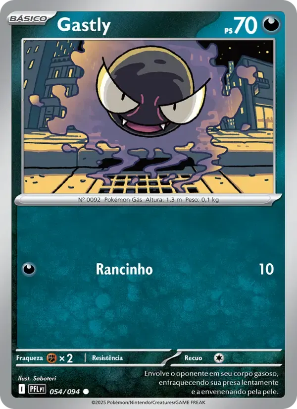 Gastly — Fogo Fantasmagórico 54 Portuguese Pokémon card