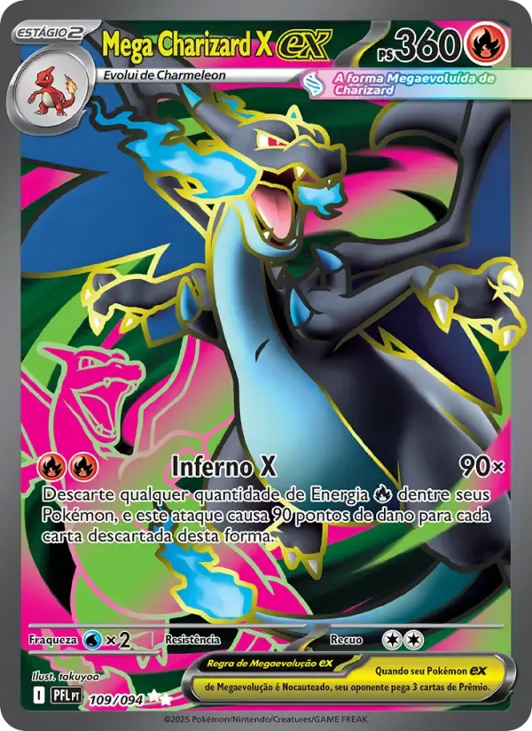 Mega Charizard X ex — Fogo Fantasmagórico 109 Portuguese Pokémon card