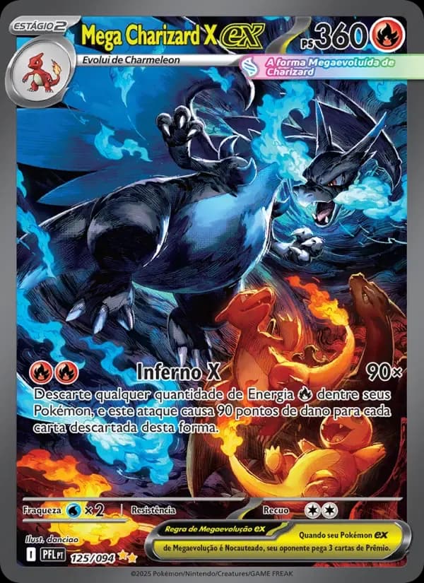 Mega Charizard X ex — Fogo Fantasmagórico 125 Portuguese Pokémon card