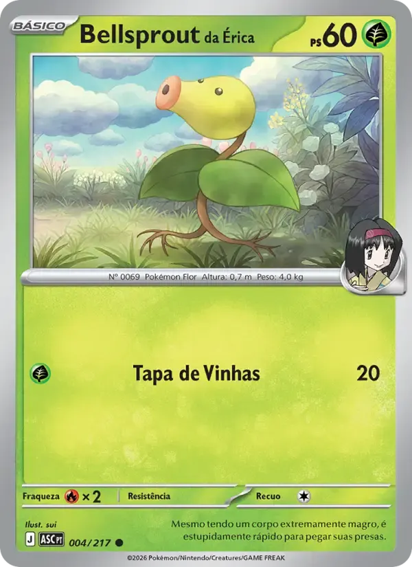 Bellsprout da Érica — Heróis Excelsos 4 Portuguese Pokémon card