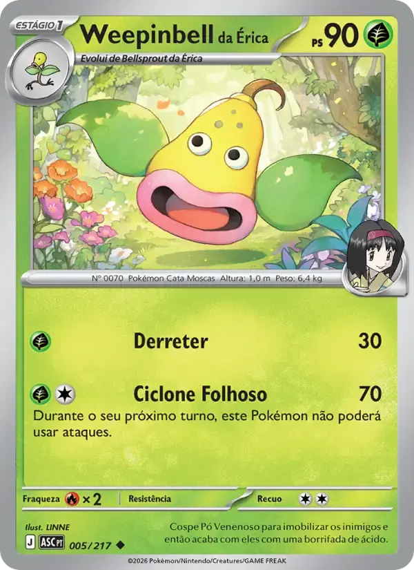 Weepinbell da Érica — Heróis Excelsos 5 Portuguese Pokémon card