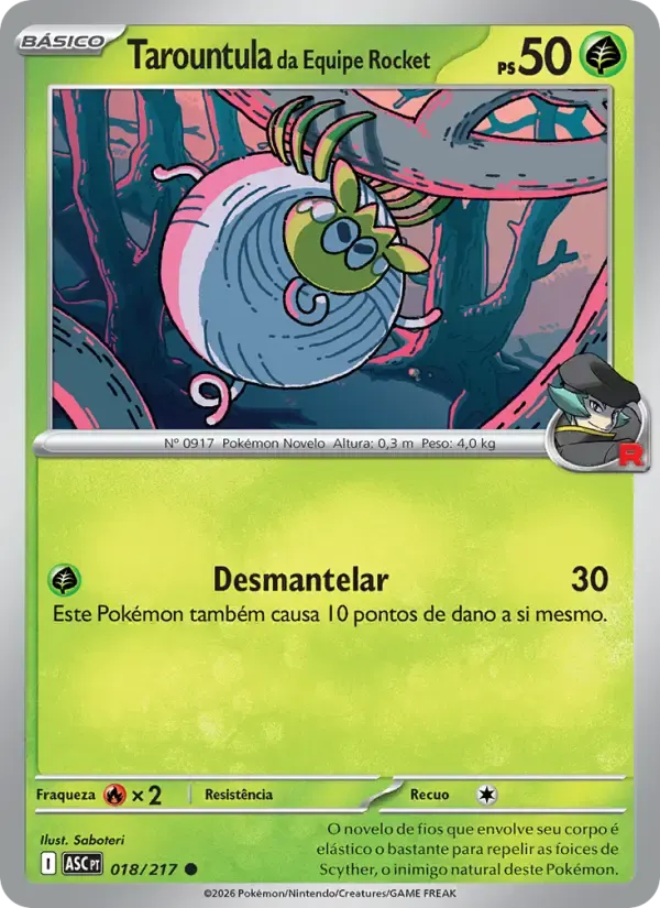 Tarountula da Equipe Rocket — Heróis Excelsos 18 Portuguese Pokémon card