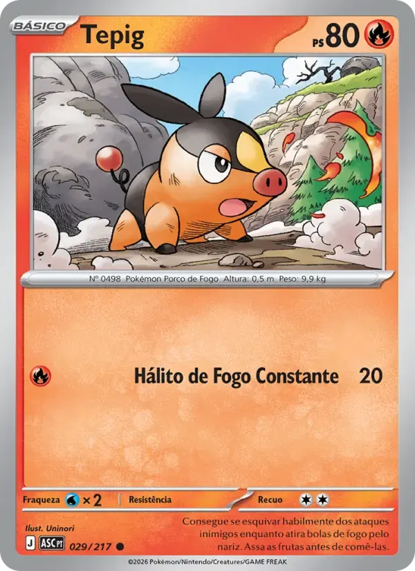 Tepig — Heróis Excelsos 29 Portuguese Pokémon card