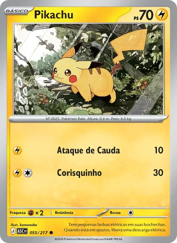 Pikachu — Heróis Excelsos 55 Portuguese Pokémon card
