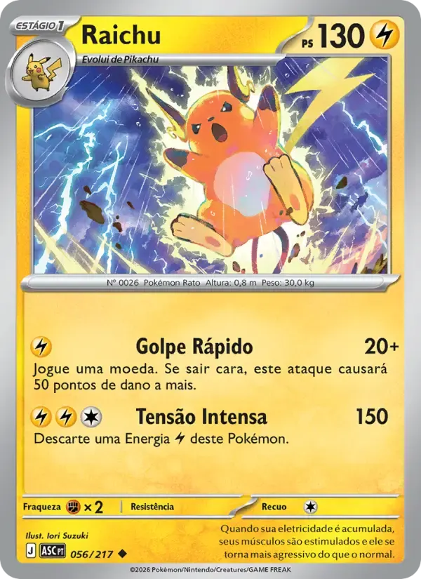 Raichu — Heróis Excelsos 56 Portuguese Pokémon card