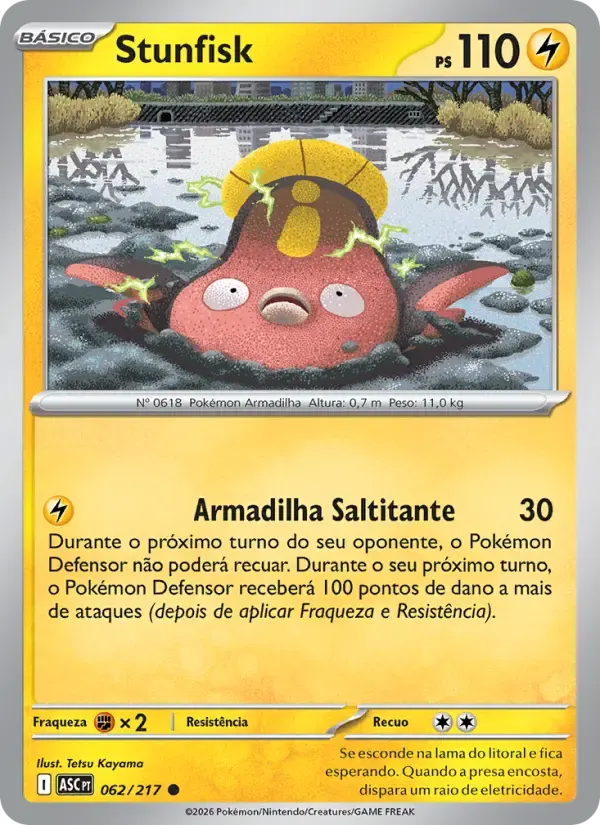 Stunfisk — Heróis Excelsos 62 Portuguese Pokémon card