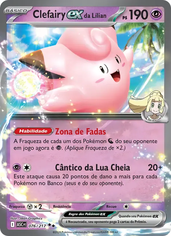 Clefairy ex da Lílian — Heróis Excelsos 76 Portuguese Pokémon card