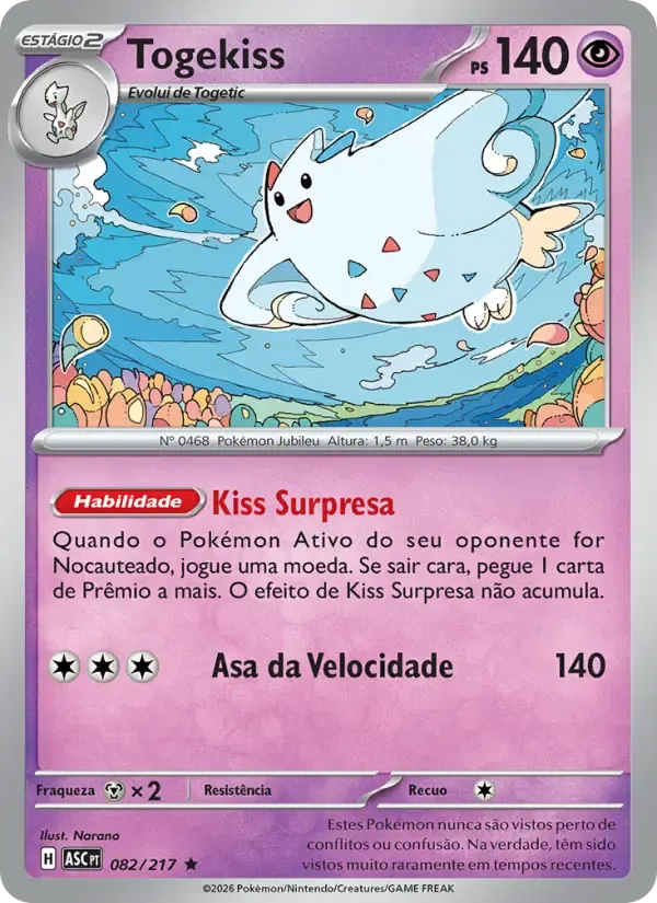 Togekiss — Heróis Excelsos 82 Portuguese Pokémon card