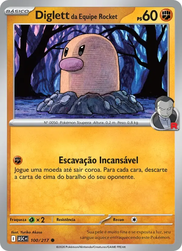 Diglett da Equipe Rocket — Heróis Excelsos 100 Portuguese Pokémon card