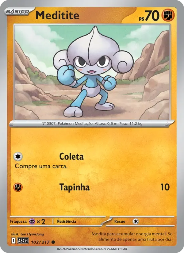 Meditite — Heróis Excelsos 103 Portuguese Pokémon card