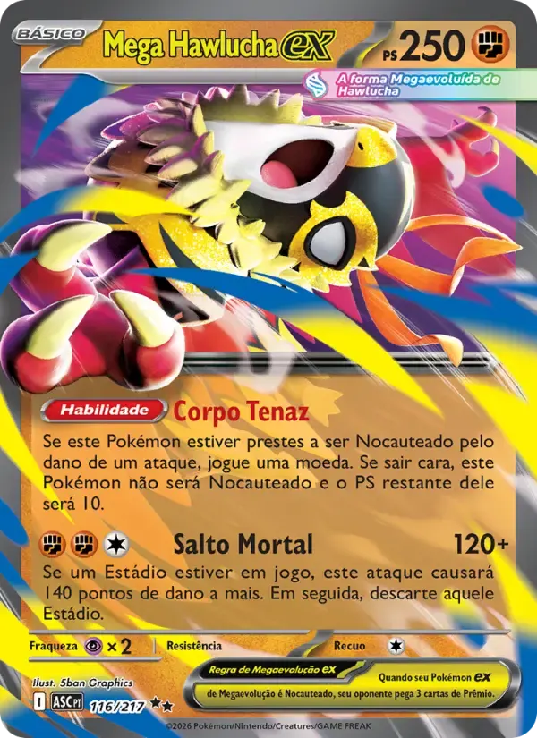 Mega Hawlucha ex — Heróis Excelsos 116 Portuguese Pokémon card