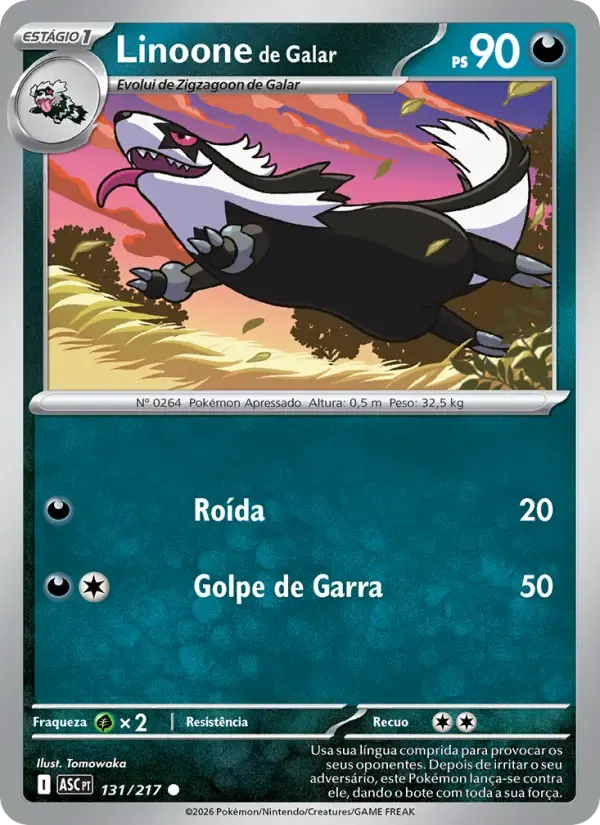 Linoone de Galar — Heróis Excelsos 131 Portuguese Pokémon card