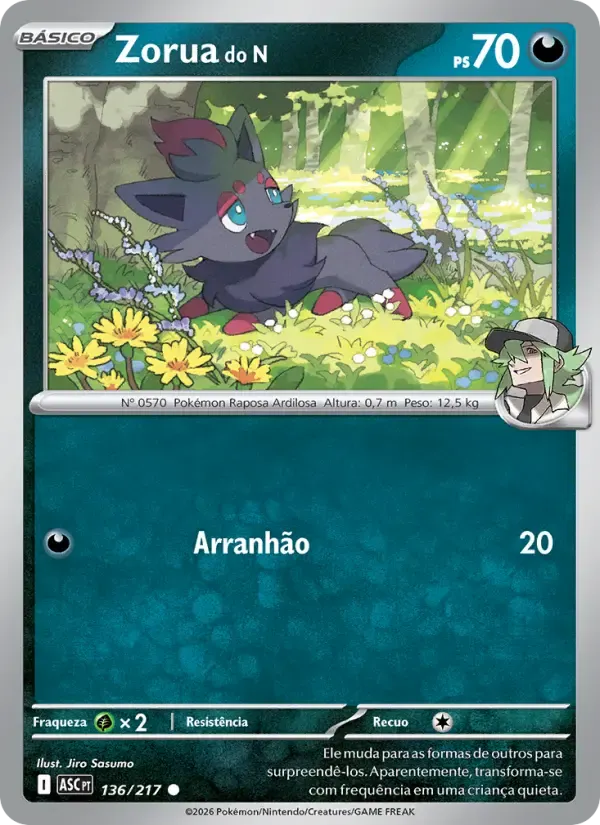 Zorua do N — Heróis Excelsos 136 Portuguese Pokémon card