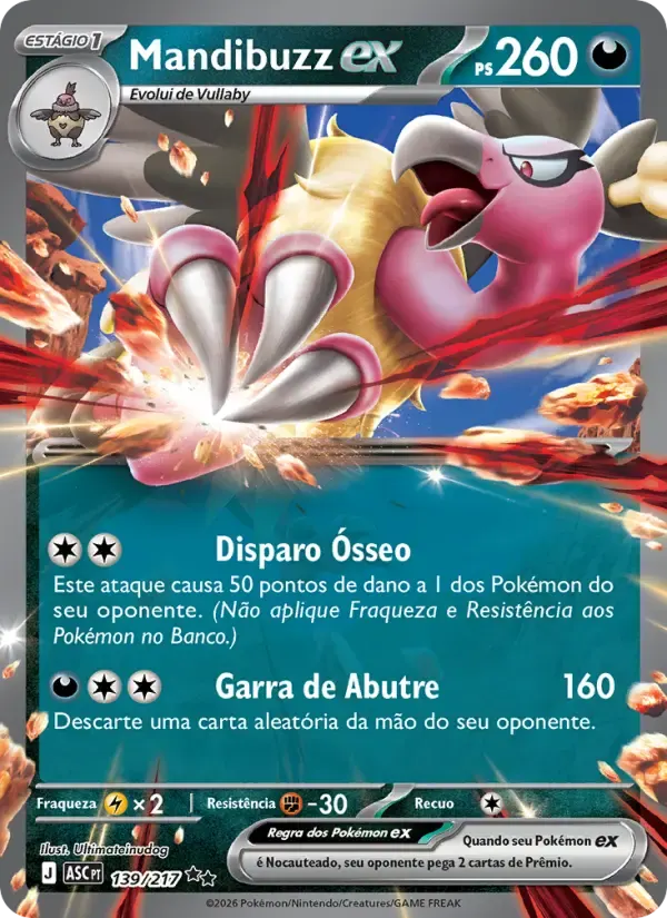 Mandibuzz ex — Heróis Excelsos 139 Portuguese Pokémon card