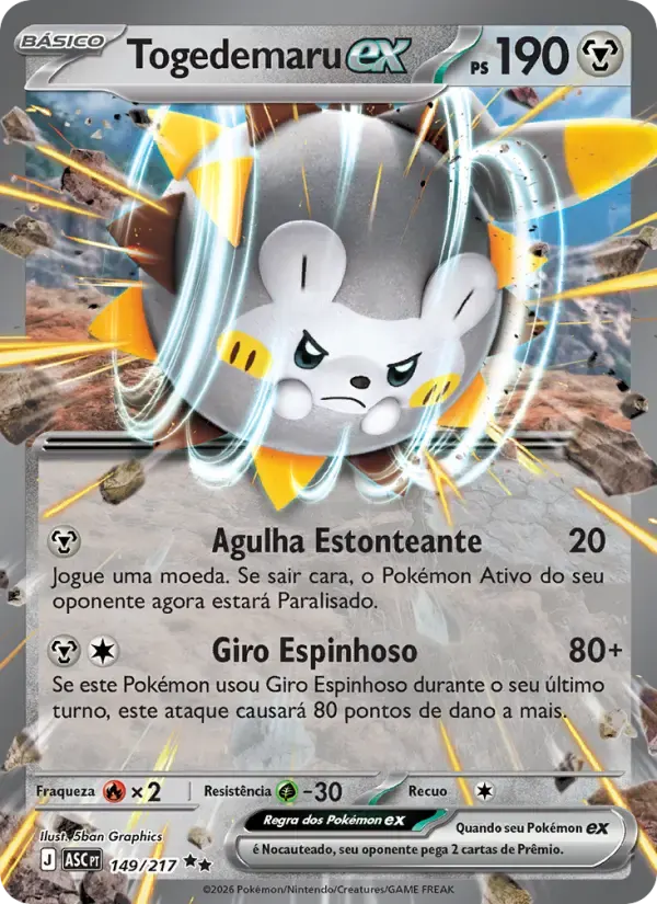 Togedemaru ex — Heróis Excelsos 149 Portuguese Pokémon card