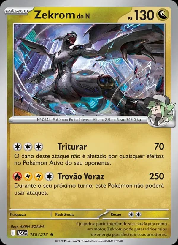 Zekrom do N — Heróis Excelsos 155 Portuguese Pokémon card
