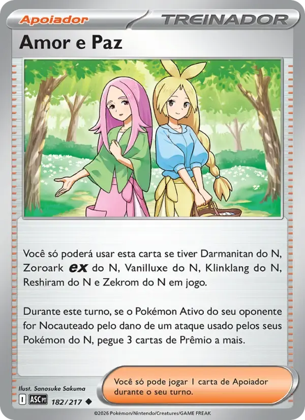 Amor e Paz — Heróis Excelsos 182 Portuguese Pokémon card