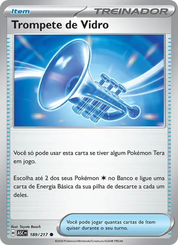 Trompete de Vidro — Heróis Excelsos 189 Portuguese Pokémon card