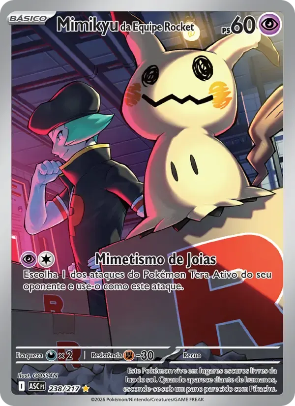 Mimikyu da Equipe Rocket — Heróis Excelsos 238 Portuguese Pokémon card