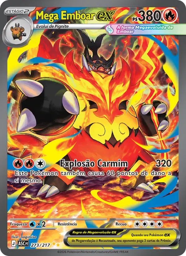 Mega Emboar ex — Heróis Excelsos 273 Portuguese Pokémon card