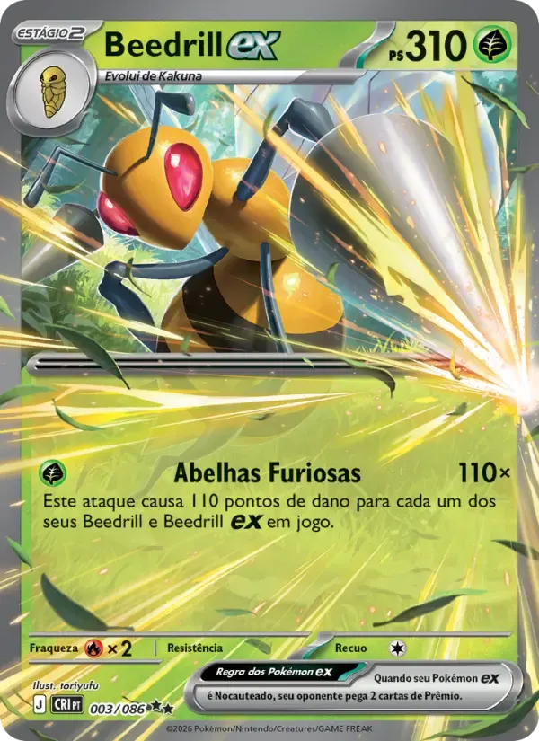 Beedrill ex — Caos Ascendente 3 Portuguese Pokémon card