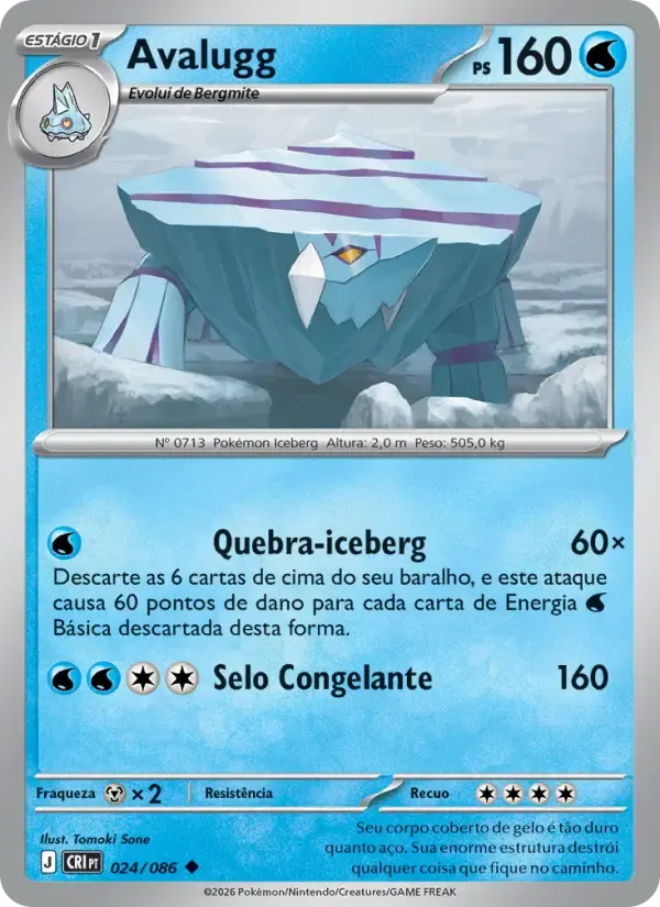 Avalugg — Caos Ascendente 24 Portuguese Pokémon card