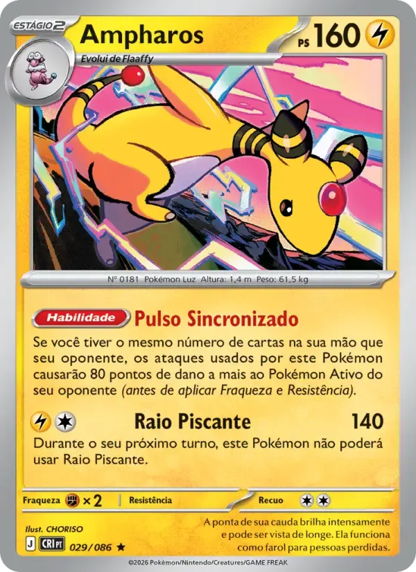 Ampharos — Caos Ascendente 29 Portuguese Pokémon card