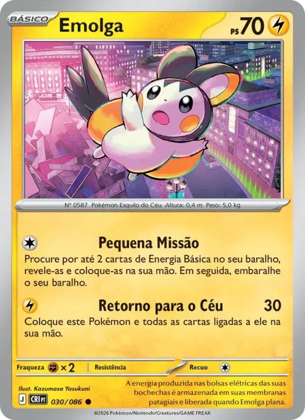 Emolga — Caos Ascendente 30 Portuguese Pokémon card