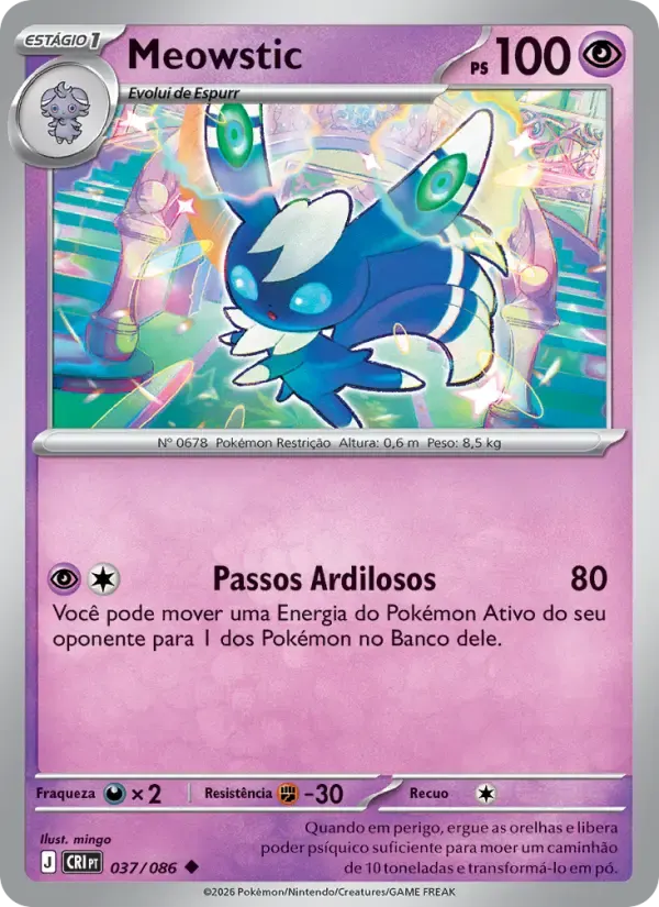 Meowstic — Caos Ascendente 37 Portuguese Pokémon card