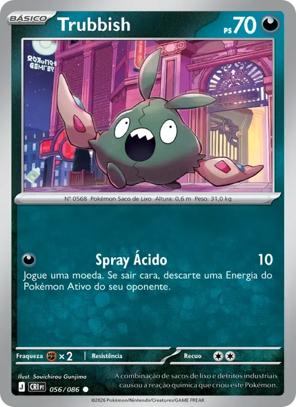 Trubbish — Caos Ascendente 56 Portuguese Pokémon card