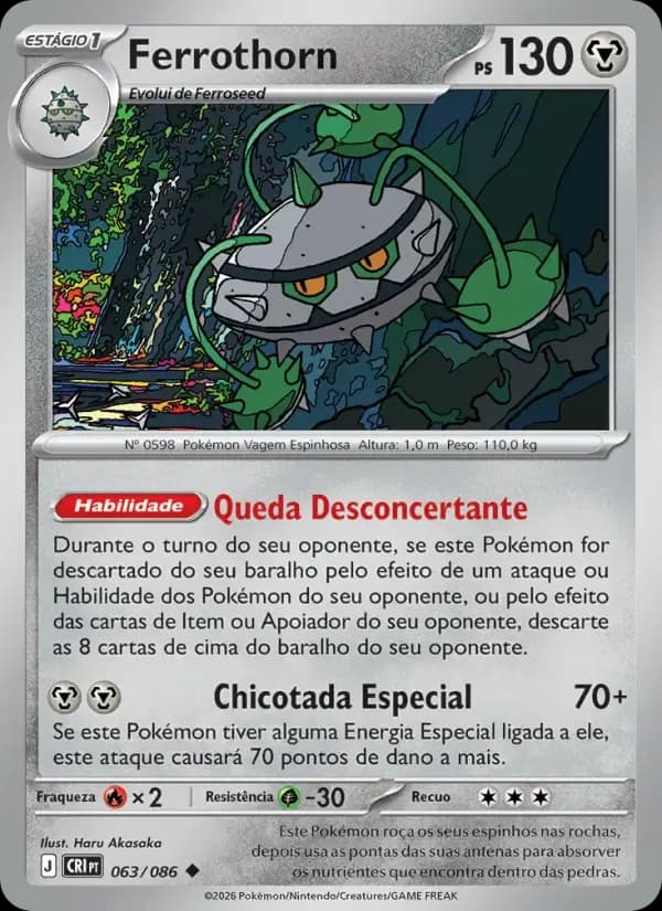 Ferrothorn — Caos Ascendente 63 Portuguese Pokémon card