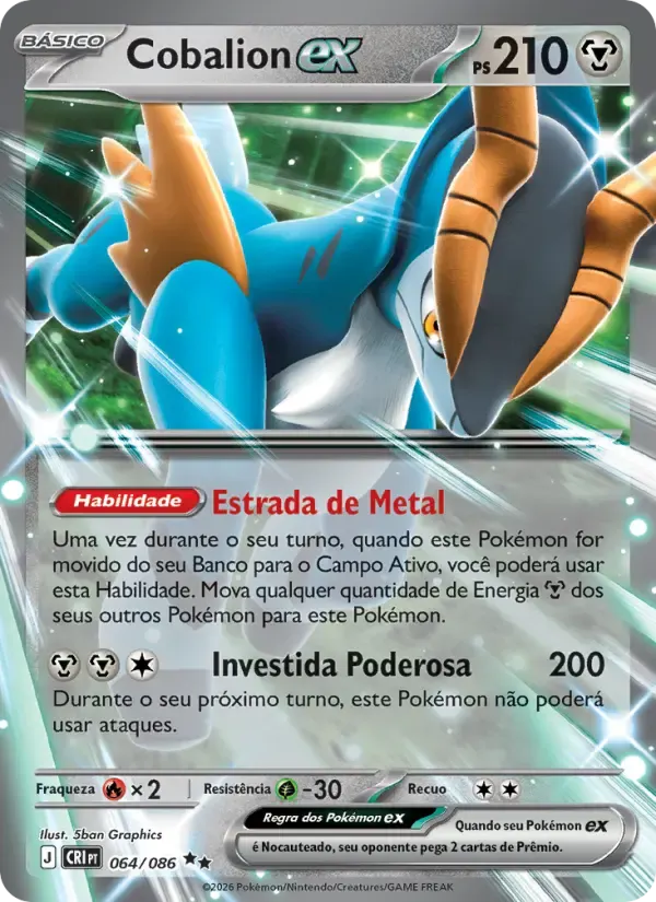 Cobalion ex — Caos Ascendente 64 Portuguese Pokémon card