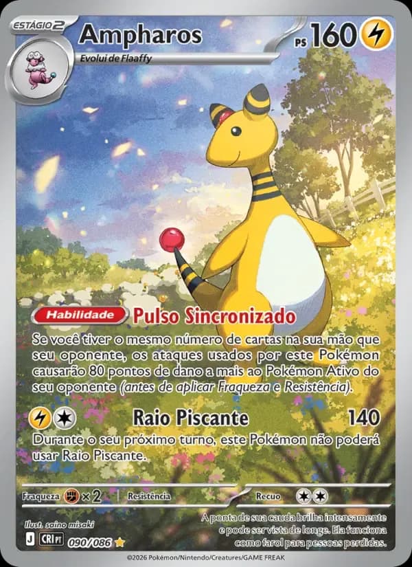 Ampharos — Caos Ascendente 90 Portuguese Pokémon card