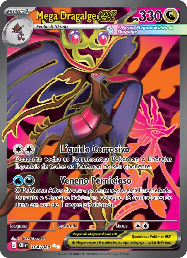 Mega Dragalge ex — Caos Ascendente 104 Portuguese Pokémon card