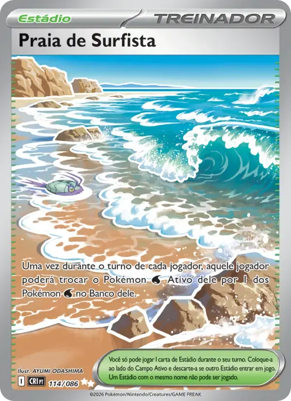 Praia de Surfista — Caos Ascendente 114 Portuguese Pokémon card