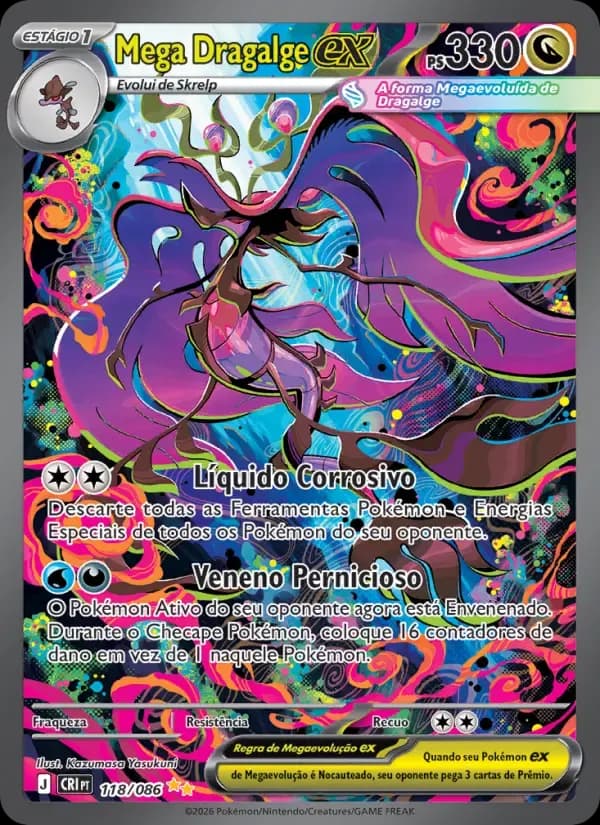 Mega Dragalge ex — Caos Ascendente 118 Portuguese Pokémon card