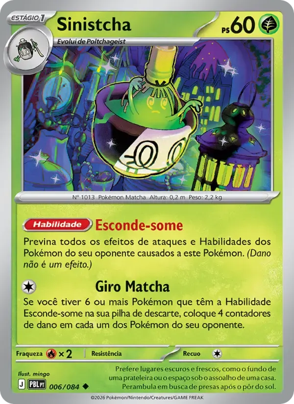 Sinistcha — Escuridão Absoluta 6 Portuguese Pokémon card