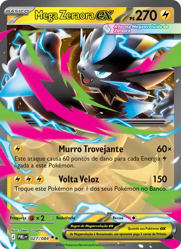 Mega Zeraora ex — Escuridão Absoluta 27 Portuguese Pokémon card