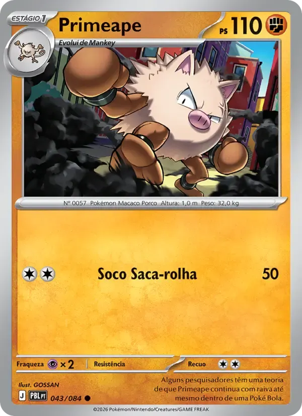 Primeape — Escuridão Absoluta 43 Portuguese Pokémon card