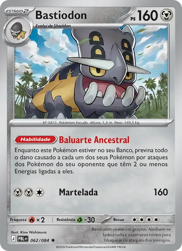 Bastiodon — Escuridão Absoluta 62 Portuguese Pokémon card