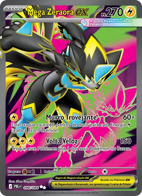 Mega Zeraora ex — Escuridão Absoluta 98 Portuguese Pokémon card