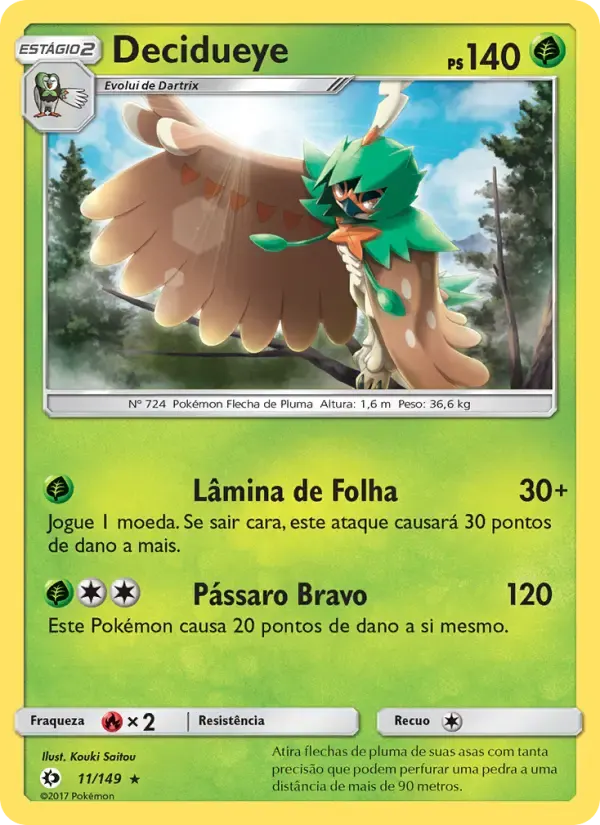 Decidueye — Sol e Lua 11 Portuguese Pokémon card