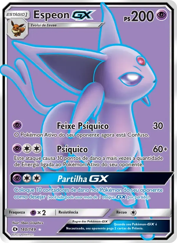 Espeon GX — Sol e Lua 140 Portuguese Pokémon card