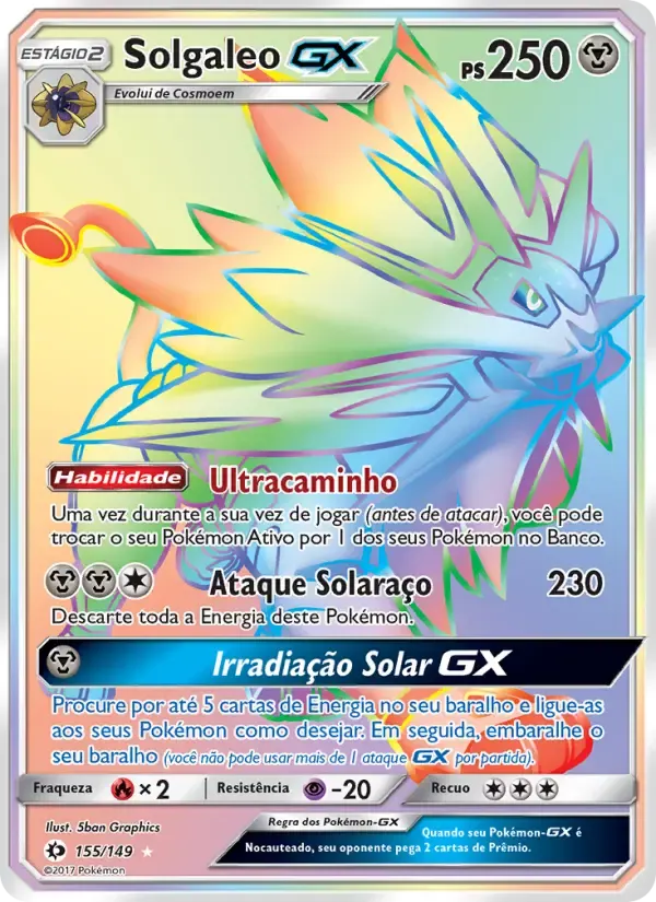 Solgaleo GX — Sol e Lua 155 Portuguese Pokémon card