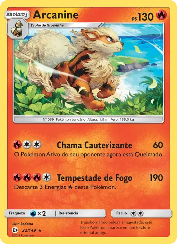 Arcanine — Sol e Lua 22 Portuguese Pokémon card