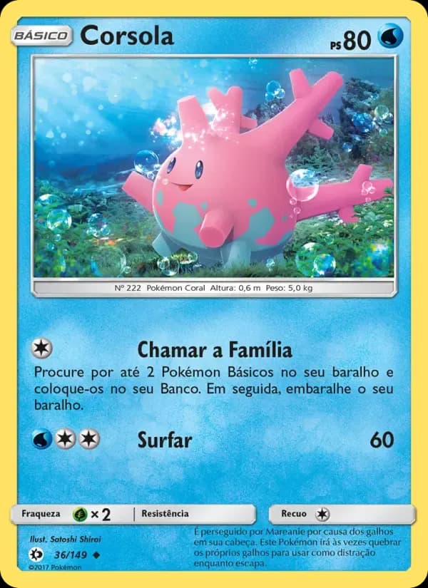 Corsola — Sol e Lua 36 Portuguese Pokémon card