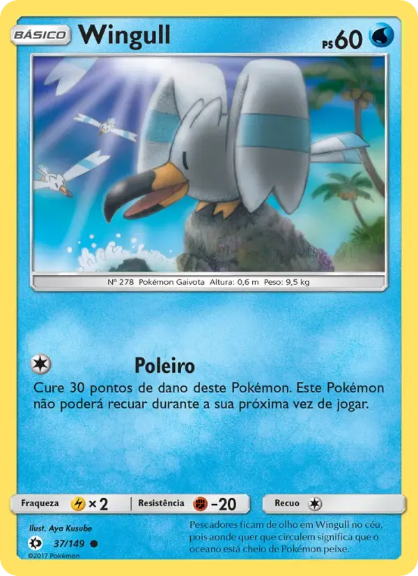 Wingull — Sol e Lua 37 Portuguese Pokémon card